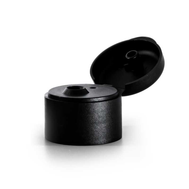 Tapa plástica flip-top, negra mate, 28/410
