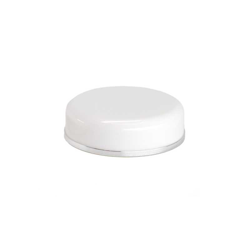 Tapa plástica, blanca con anillo plateado, para tarro 5 ml