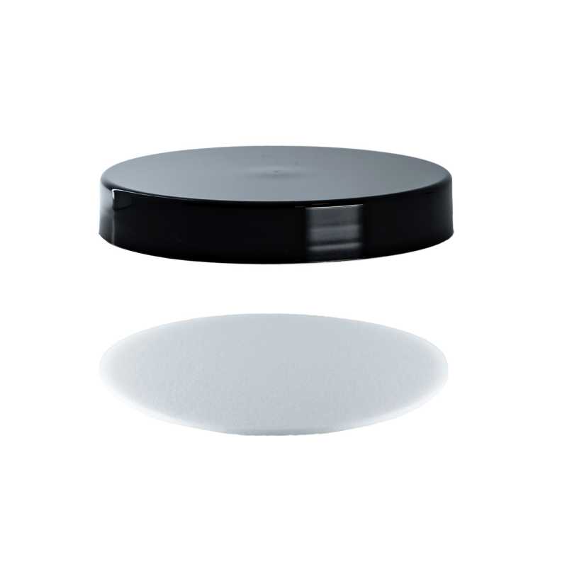 Tapa de plástico para tarro 70/410, negro, con sello de inducción
