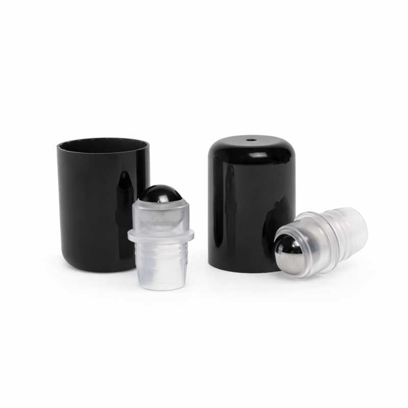 Tapa con bola roll-on, plástico, negro