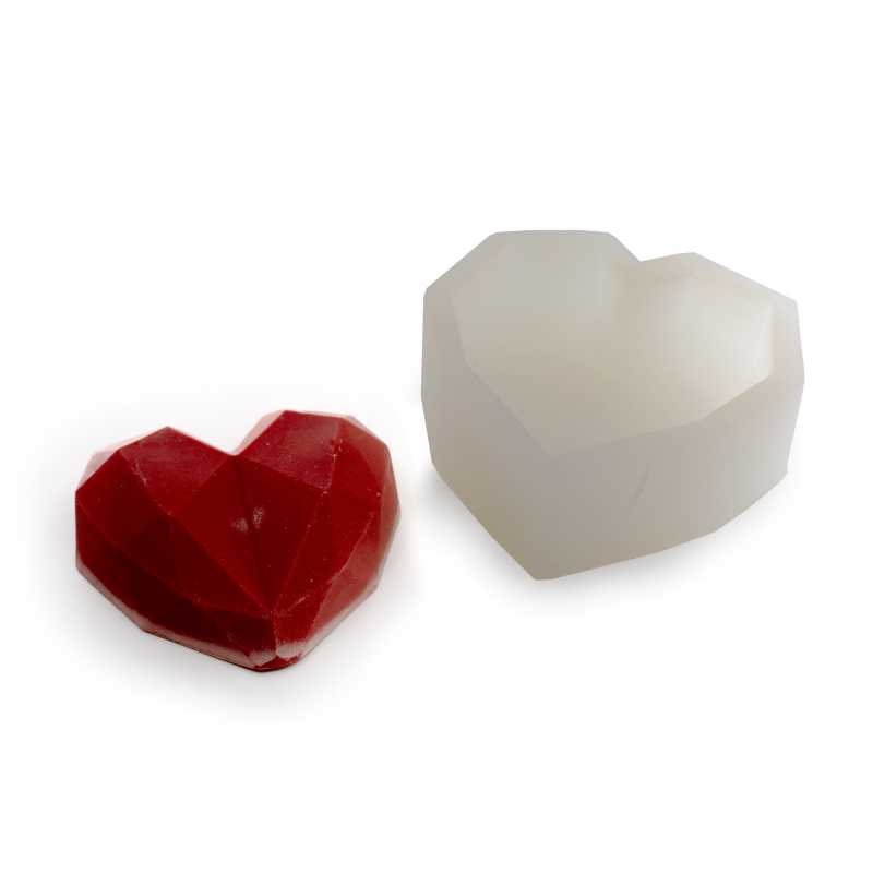 Molde de silicona, corazón facetado
