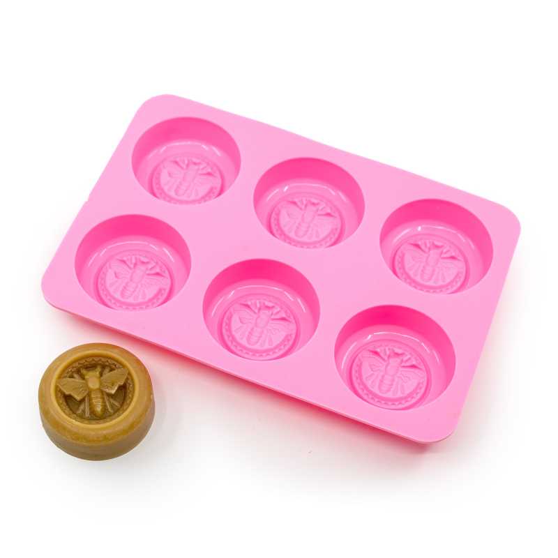 Molde de silicona para jabón, abejas, 6 uds
