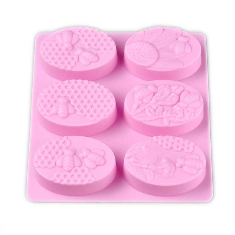 Molde de silicona para jabón, abejas sobre flores