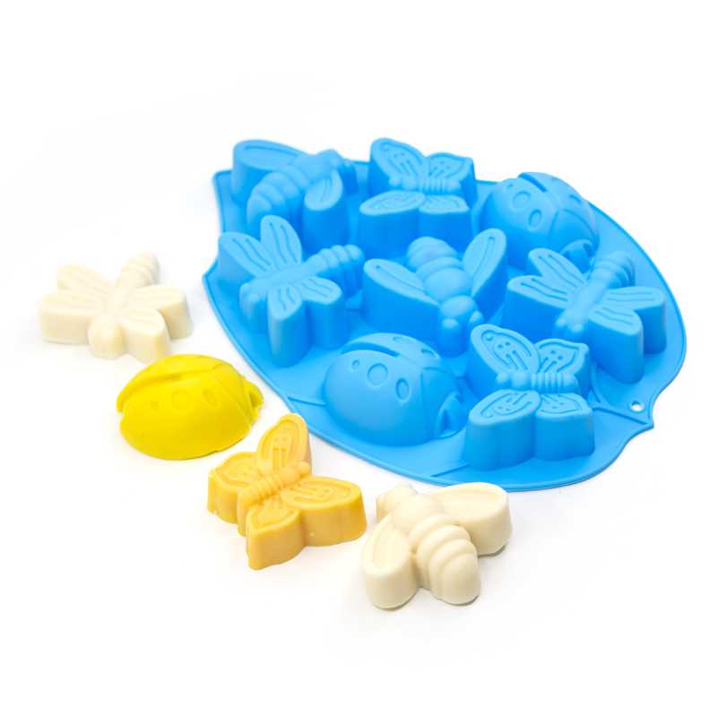 Molde de silicona para jabón, abejas y bichos, 8 uds
