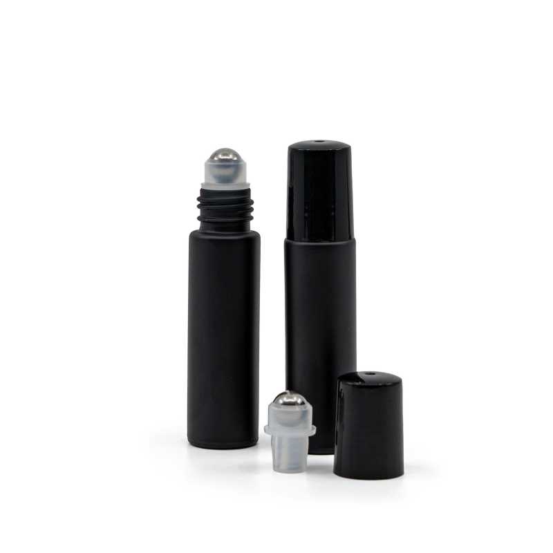 Frasco roll-on de vidrio, negro mate, 10 ml