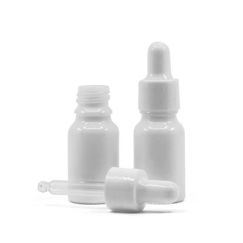 Frasco de vidrio, cuentagotas blanco brillante, 10 ml