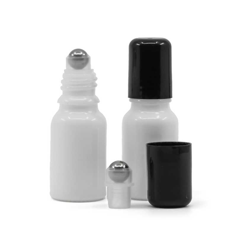 Frasco de vidrio, blanco, roll-on, 10 ml