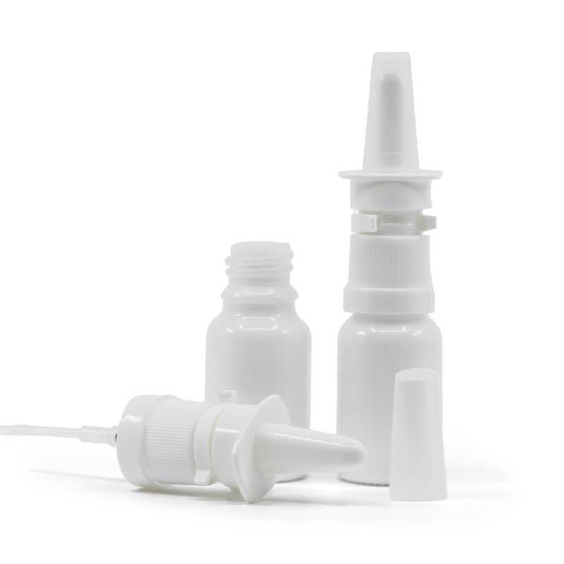 Frasco de vidrio, blanco, pulverizador nasal, 10 ml