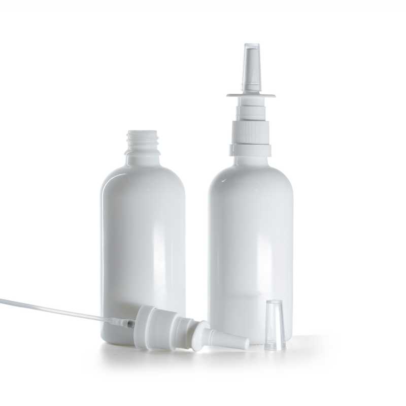 Botella de vidrio, spray nasal, blanco, 100 ml