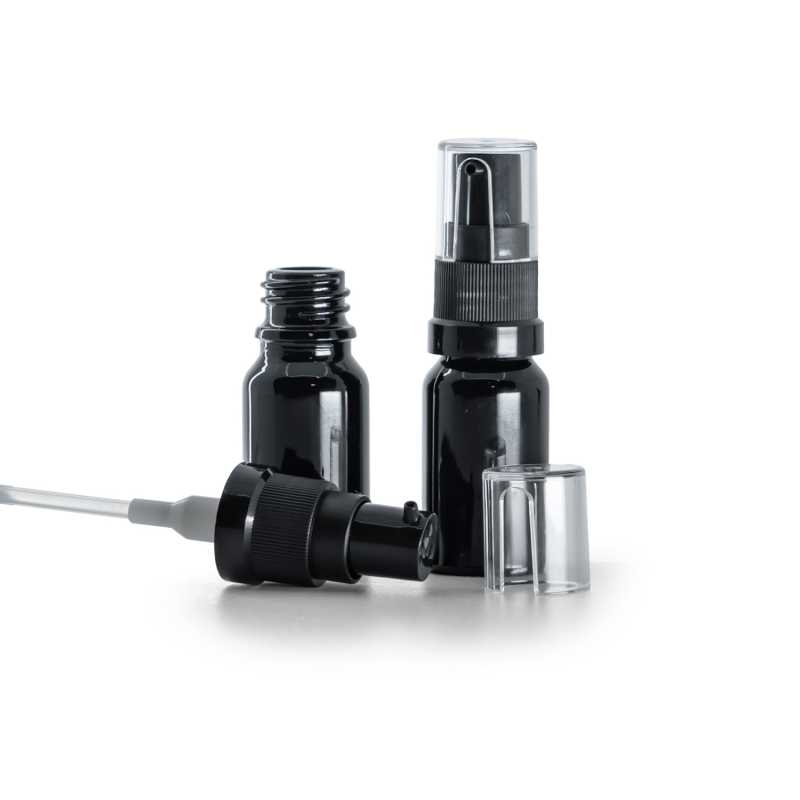 Frasco de vidrio, negro brillante, bomba para aceite, 10 ml