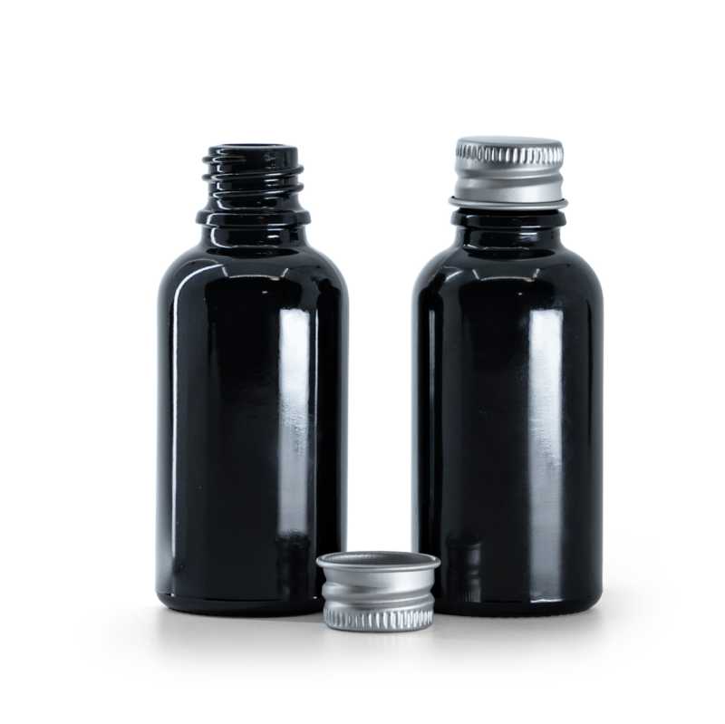 Frasco, vidrio, negro brillante, 30 ml