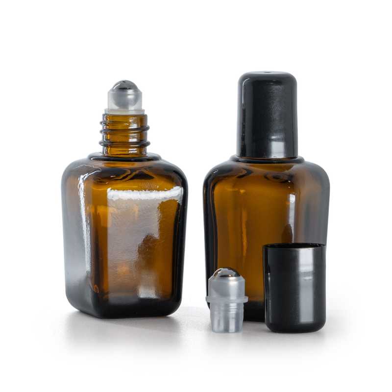 Frasco de vidrio, cuadrado, roll-on, 30 ml