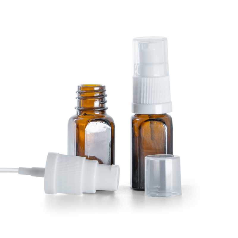 Botella de vidrio, cuadrada, dispensador blanco, 10 ml