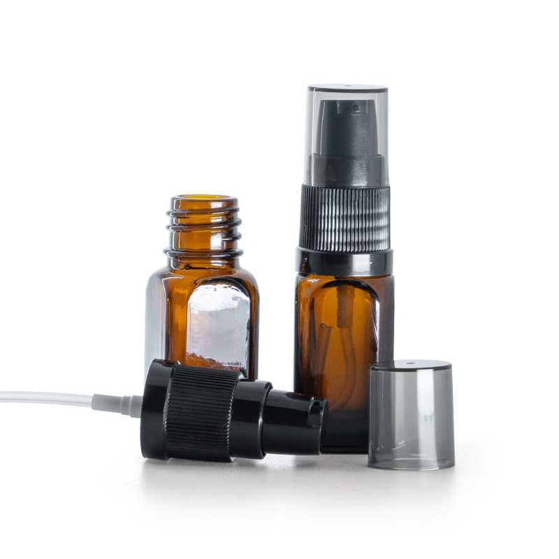 Frasco de vidrio cuadrado, dispensador de crema con sobretapa ahumada, 10 ml