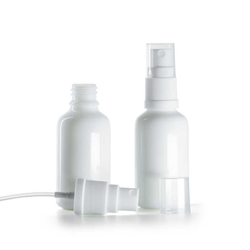 Frasco de vidrio, blanco, pulverizador, 30 ml