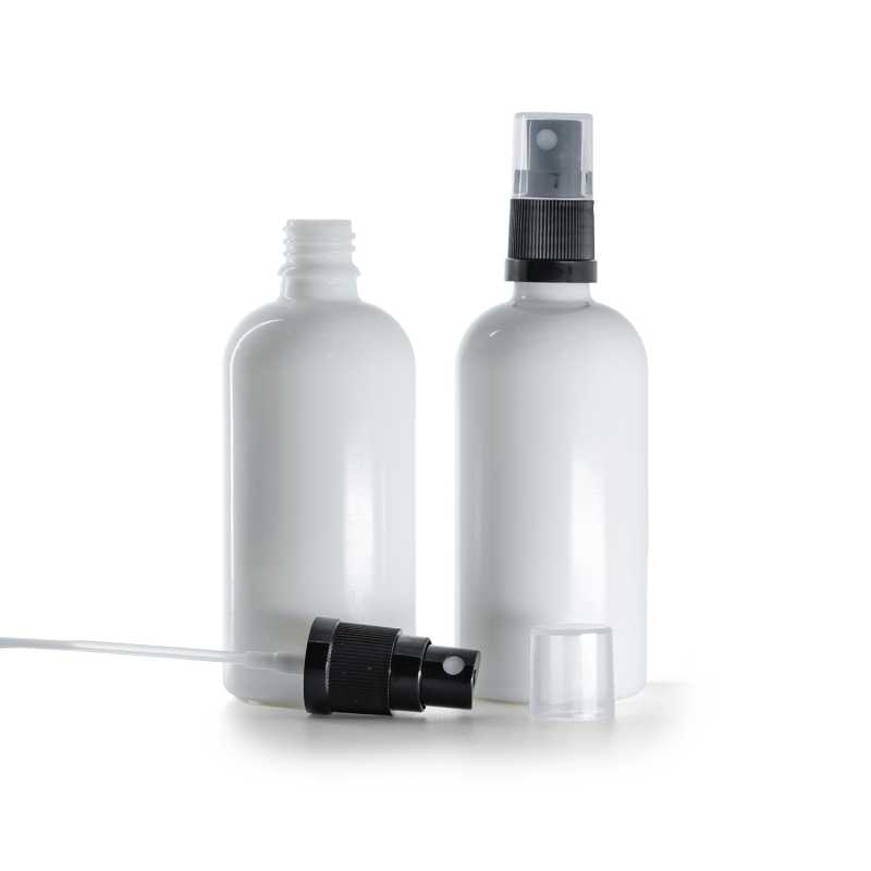Envase, vidrio, blanco, pulverizador negro, 100 ml