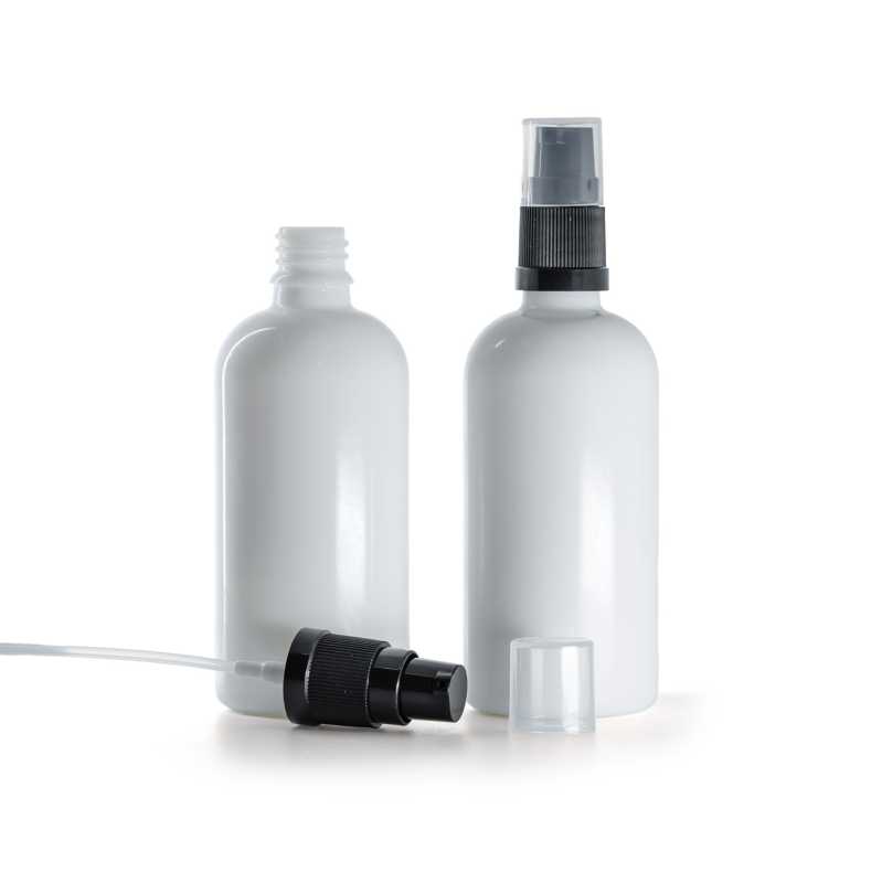 Botella de vidrio, dispensador de loción, blanca, 100 ml