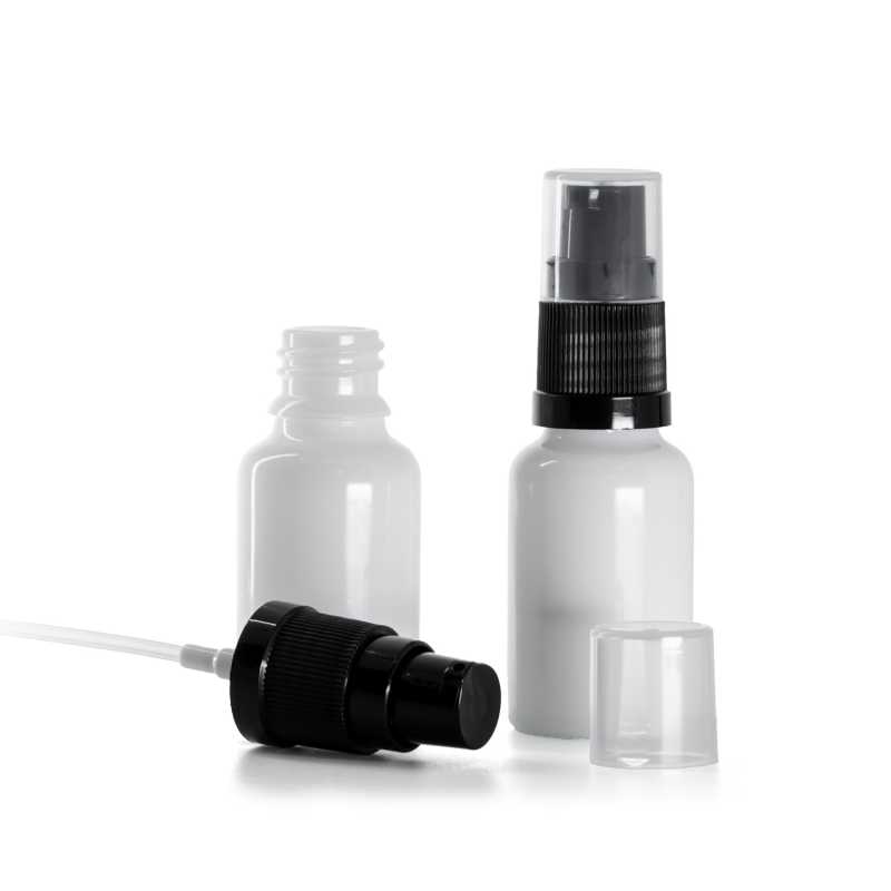 Frasco de vidrio, blanco, dispensador de loción, 15 ml