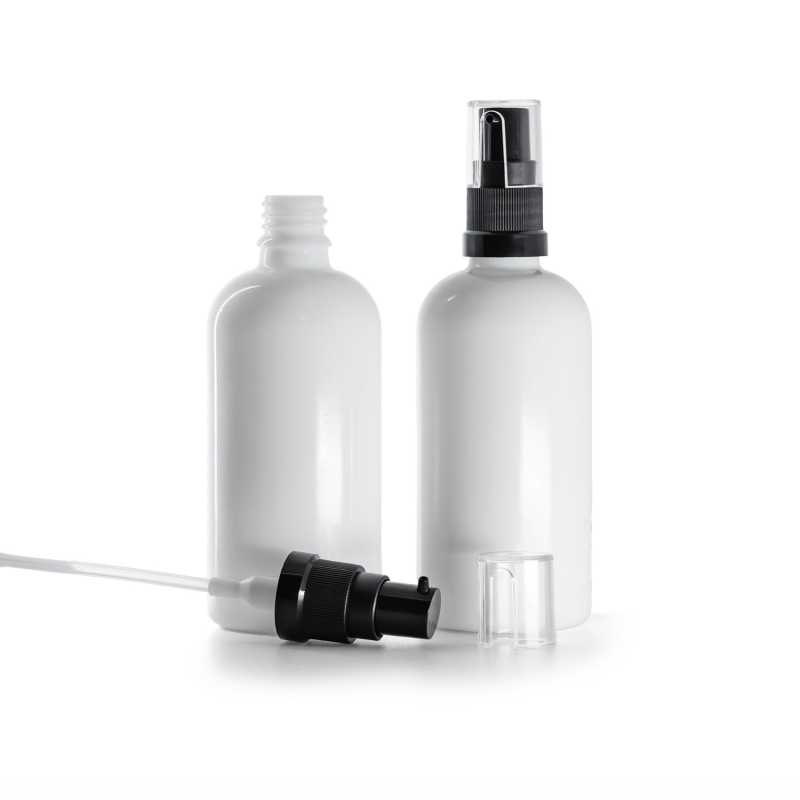 Botella de vidrio, dispensador de aceite, blanca, 100 ml