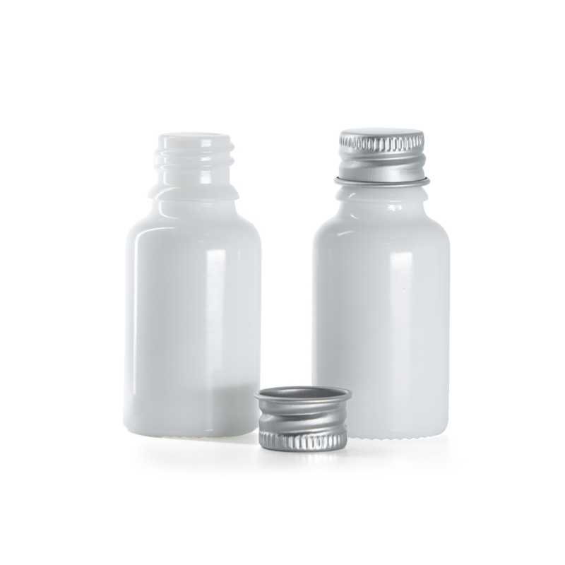 Frasco, vidrio, blanco, tapón de aluminio, 15 ml