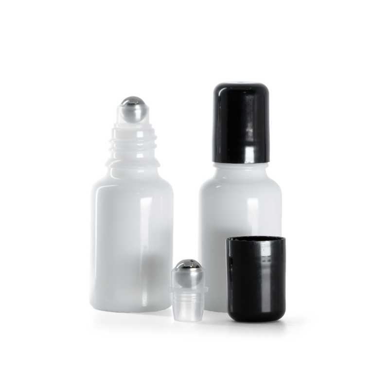 Frasco de vidrio con roll-on, blanco, 15 ml