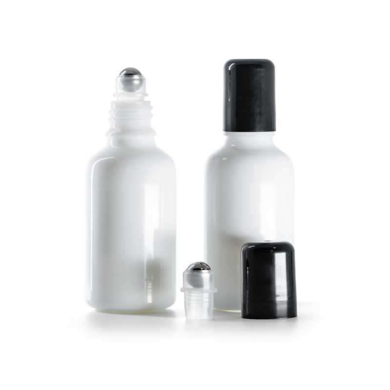Frasco de vidrio roll-on, blanco, 30 ml