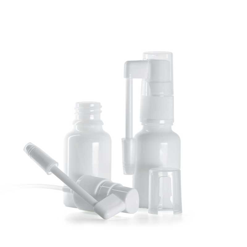 Frasco de vidrio, spray oral, blanco, 15 ml
