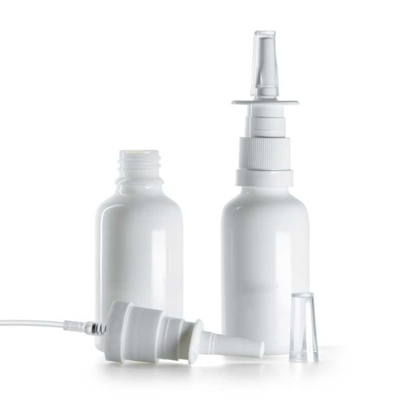 Botella de vidrio, spray nasal blanco, 30 ml