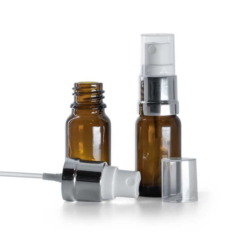 Frasco de vidrio, pulverizador, blanco plateado, 10 ml