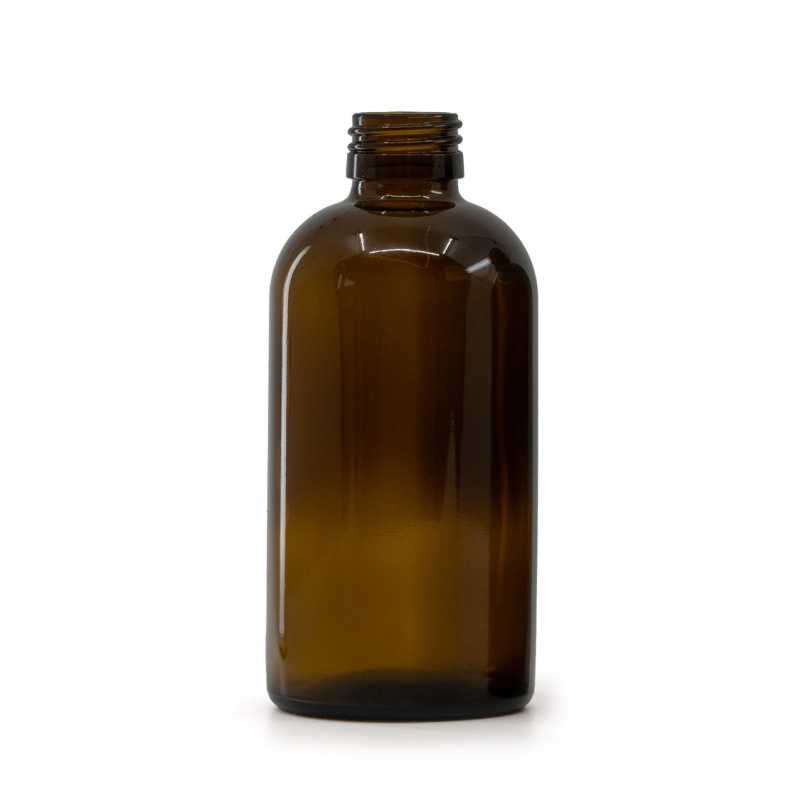 Frasco de vidrio ámbar Boston, PP28S, 250 ml