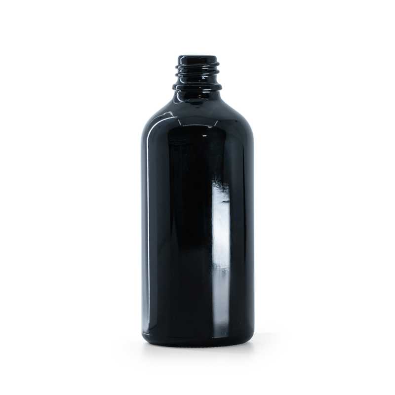 Botella de vidrio, negra brillante, 100 ml