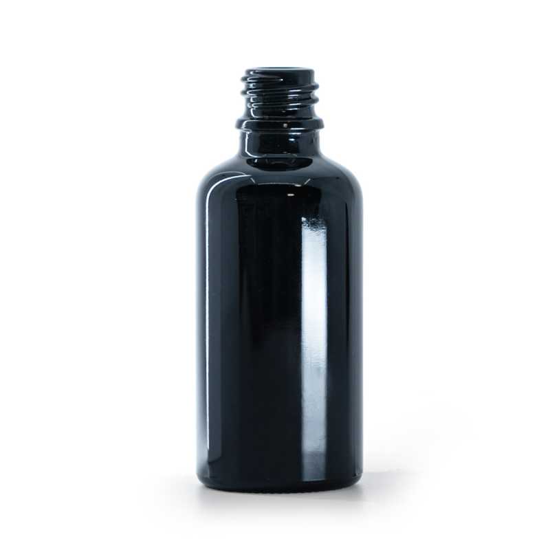 Botella de vidrio, negro brillante, 50 ml, 88 uds