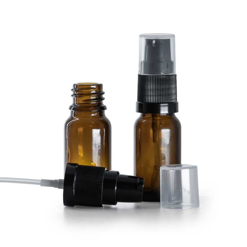Frasco de vidrio, dosificador de loción, ámbar, 10 ml