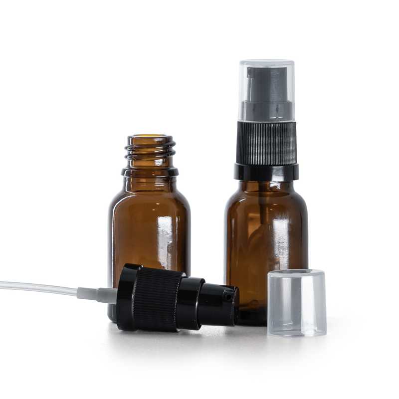 Frasco de vidrio ámbar, dispensador de loción, 15 ml