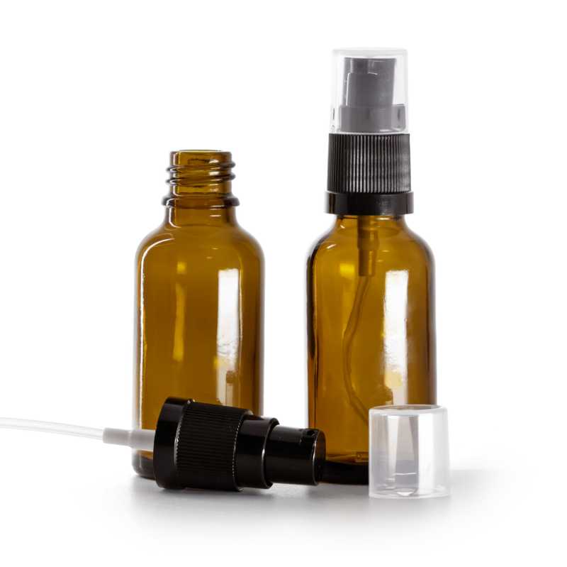 Frasco de vidrio, dispensador de loción, ámbar, 30 ml