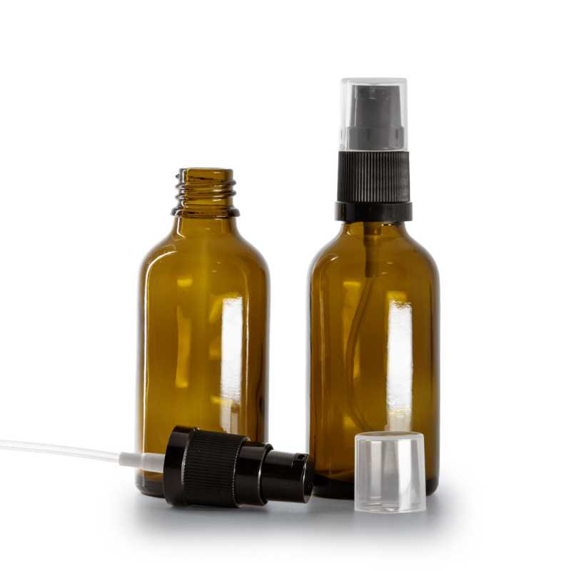 Frasco de vidrio ámbar, dispensador de loción, 50 ml