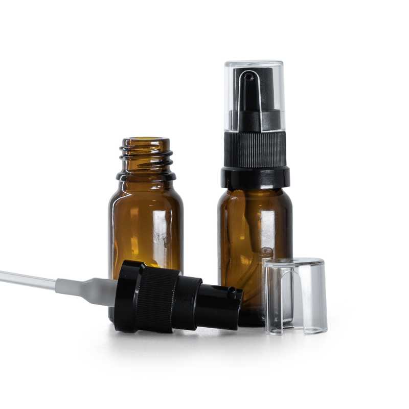 Botella de vidrio ámbar, bomba para aceite, 10 ml