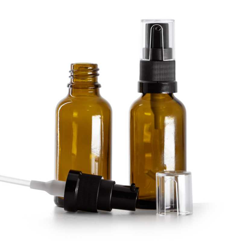 Botella de vidrio ámbar, dispensador de aceite, 30 ml