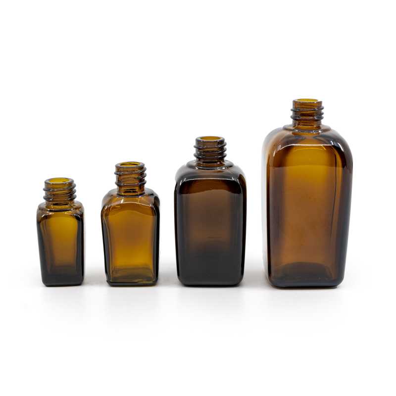 Frasco de vidrio ámbar cuadrado, 20 ml
