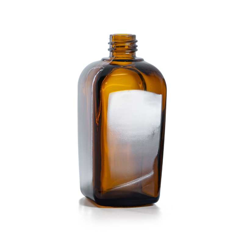 Botella de vidrio ámbar cuadrada, 90 ml