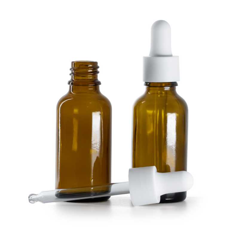 Botella de vidrio, cuentagotas, blanco mate liso, 30 ml