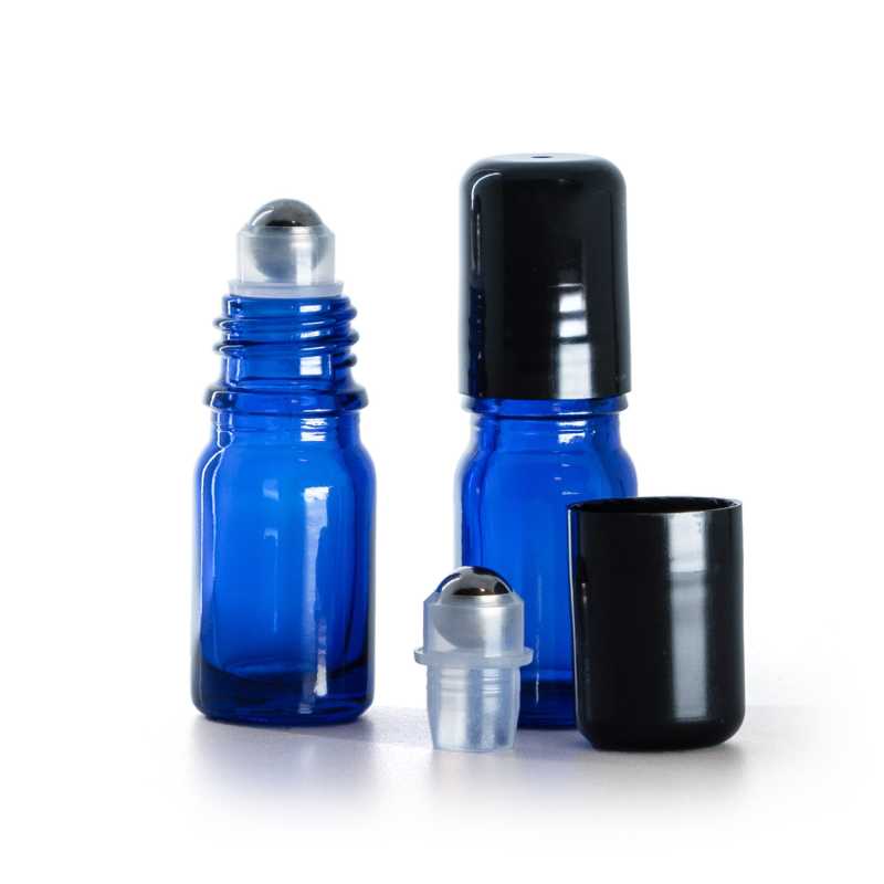 Frasco de vidrio, roll-on, azul, 5 ml