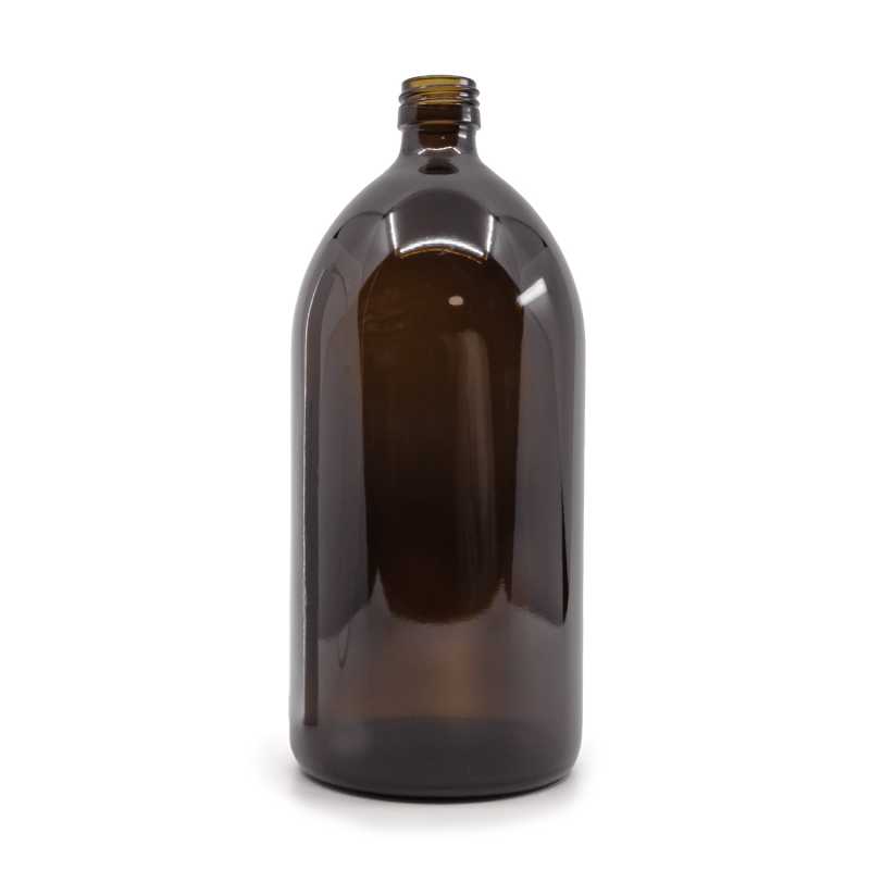 Botella de vidrio ámbar, PP28S, 1000 ml