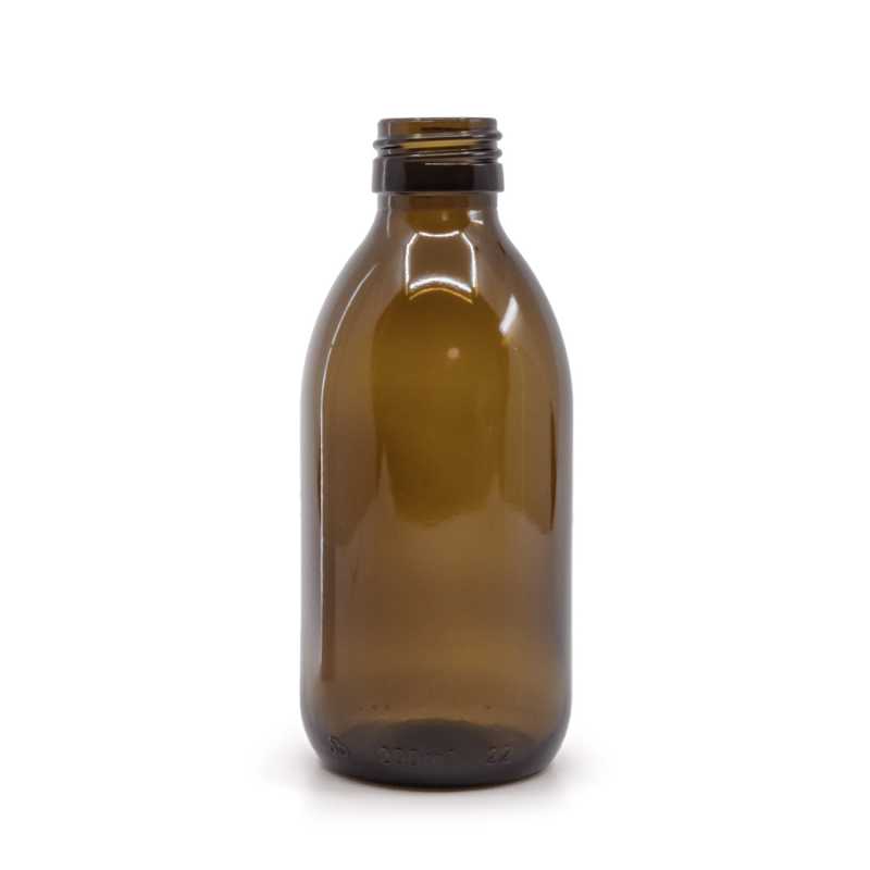 Botella de vidrio ámbar, PP28S, 200 ml