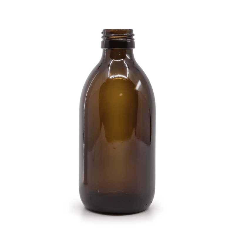 Botella de vidrio ámbar, PP28S, 250 ml