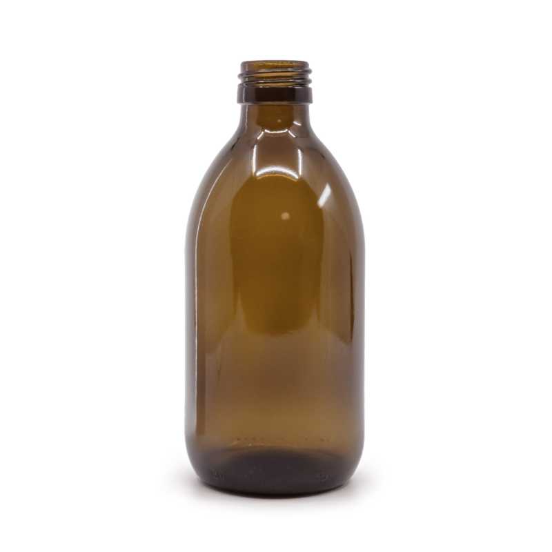 Botella de vidrio ámbar, PP28S, 300 ml