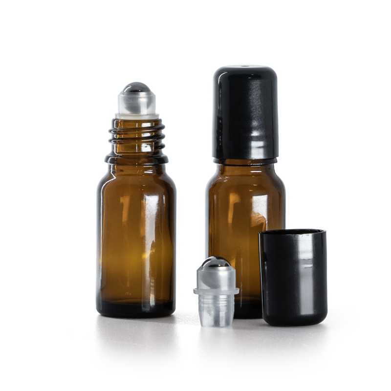 Envase roll-on de vidrio ámbar, 10 ml