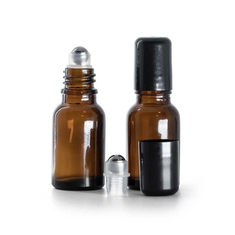 Frasco de vidrio roll-on, ámbar, 15 ml