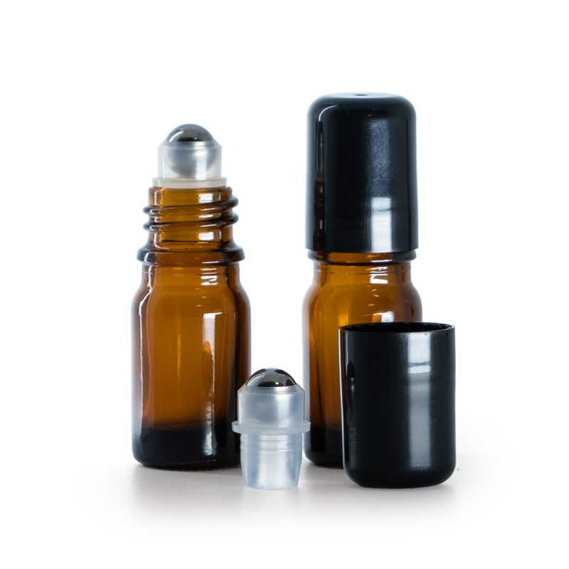 Frasco de vidrio, roll-on, ámbar, 5 ml