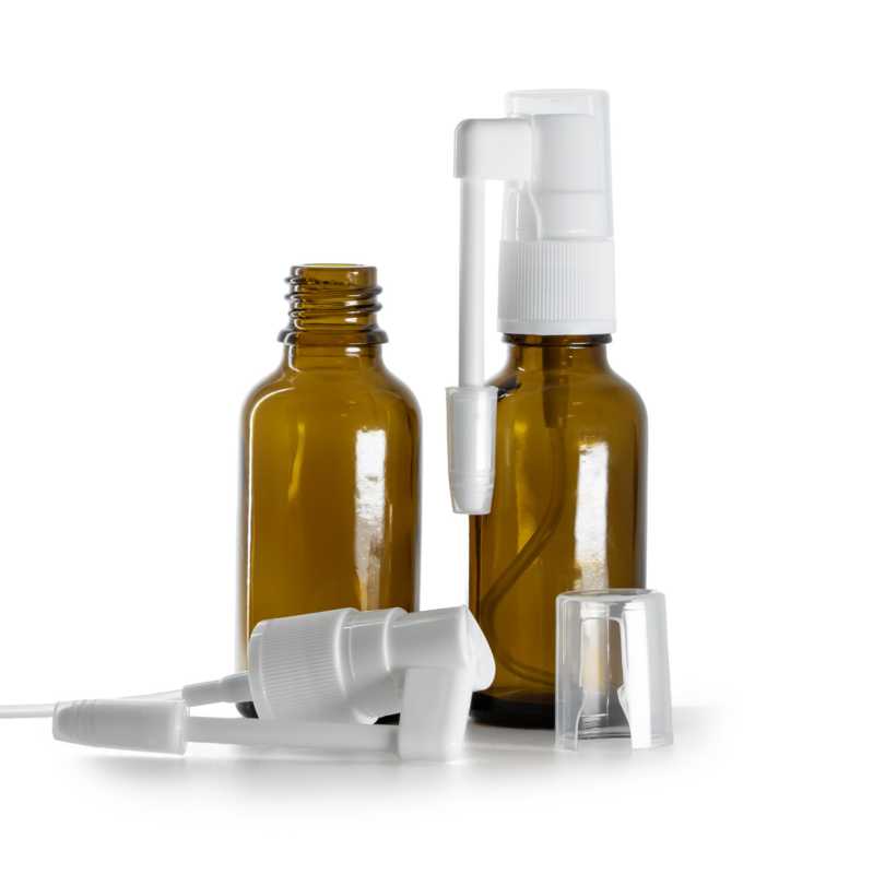 Frasco de vidrio, ámbar, pulverizador bucal, 30 ml